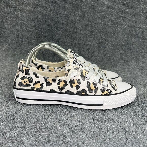 Converse Shoreline Shoes Women's 7 White Cheetah Print Chuck Taylor All Star Low - Picture 1 of 11